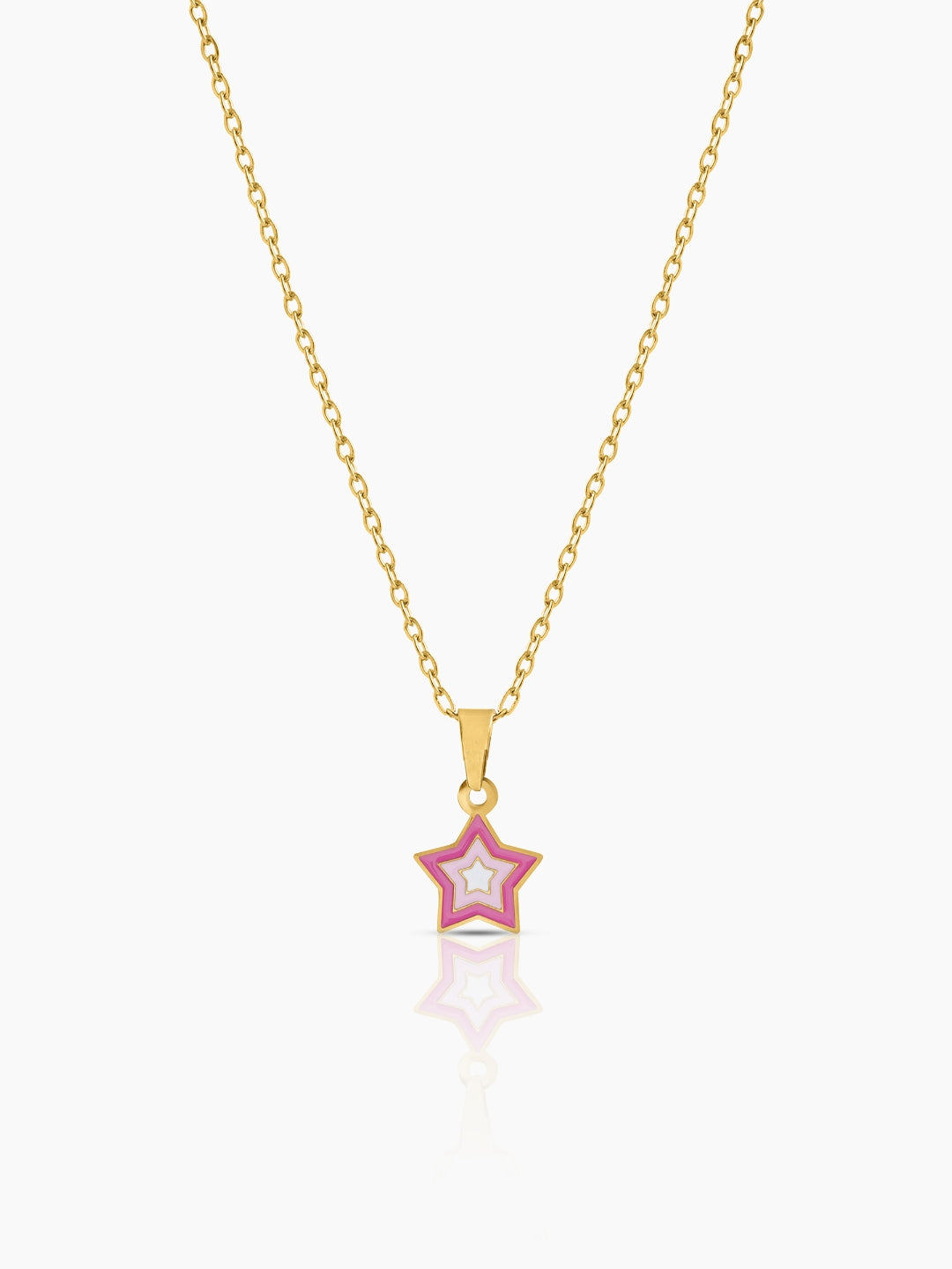 Ombre Pink Star 18K Gold Plated Kid's Jewelry Set Of 2 - Necklace & Earrings - Swashaa