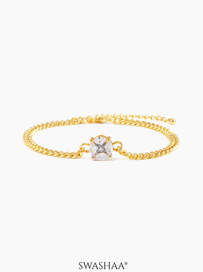 Onana Diamond Solitaire 18K Gold Plated Men's Chain Bracelet