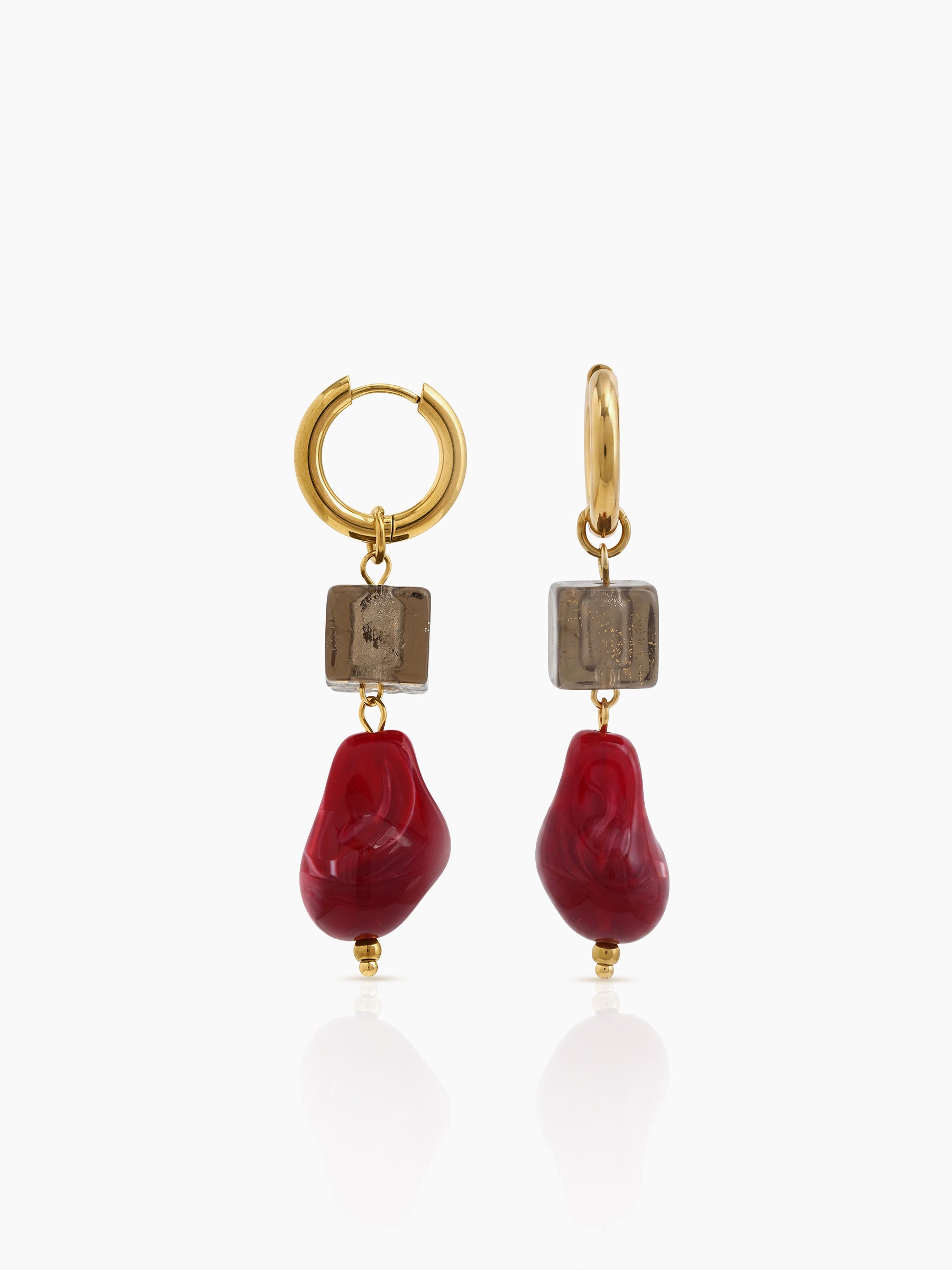 Oona Multicolour Stone 18K Gold Plated Women's Dangling Drop Hoop Earrings
