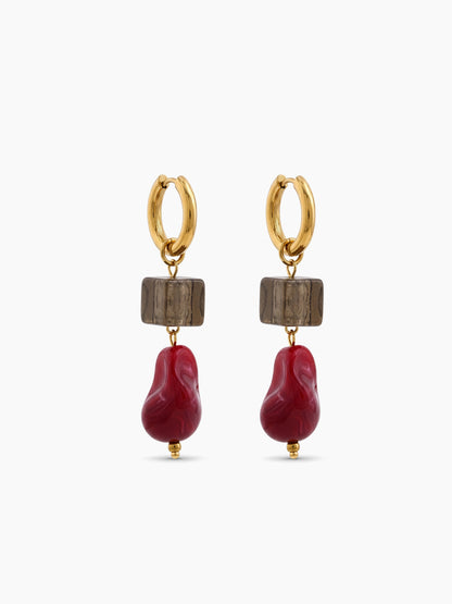 Oona Multicolour Stone 18K Gold Plated Women's Dangling Drop Hoop Earrings