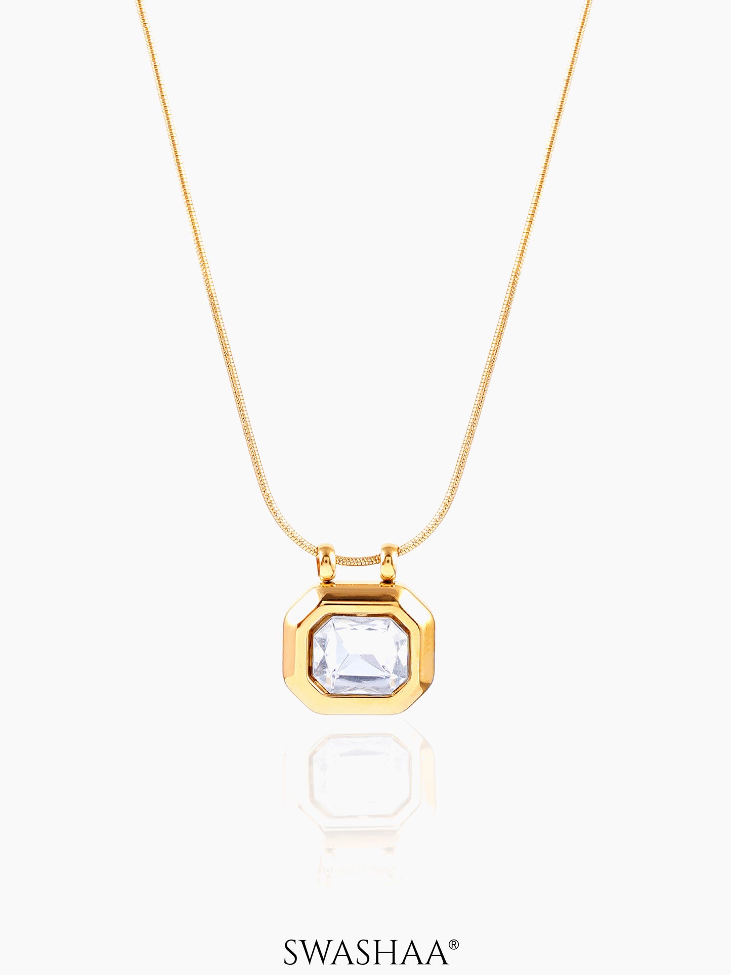Opulent Solitaire 18K Gold Plated Necklace