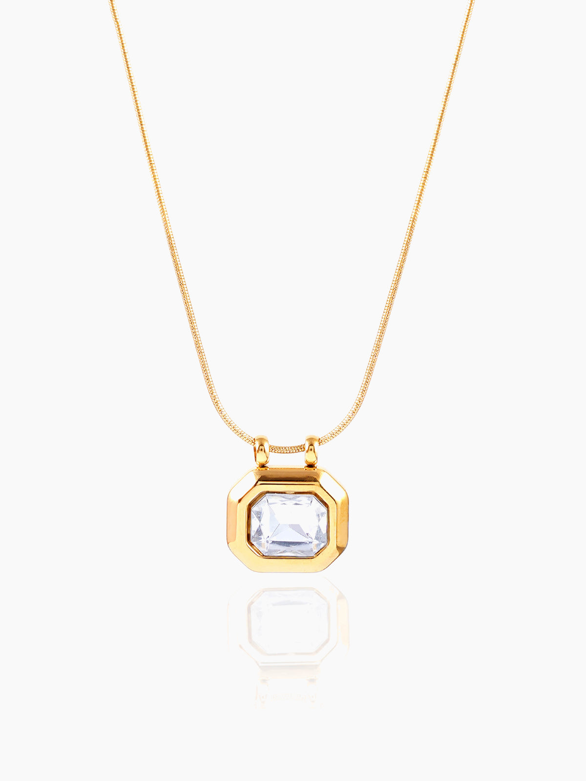 Opulent Solitaire Charm 18K Gold Plated Chain Pendant Necklace