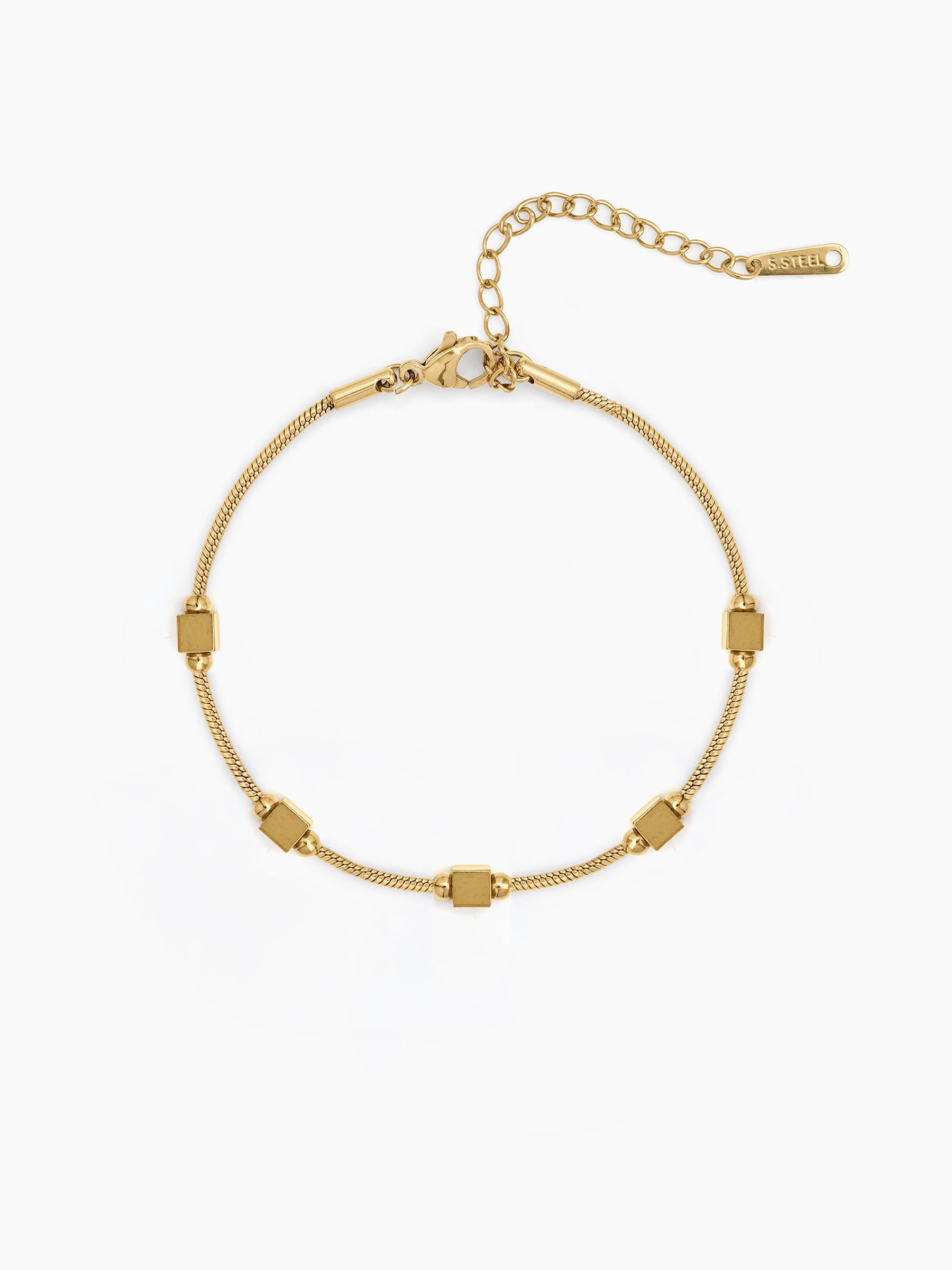 Orelle Cube Beaded Charm 18K Gold Plated Women's Anklets
