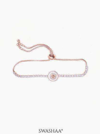 Orena Circular Star Diamond Charm Rosegold Plated Tennis Loose Bracelet
