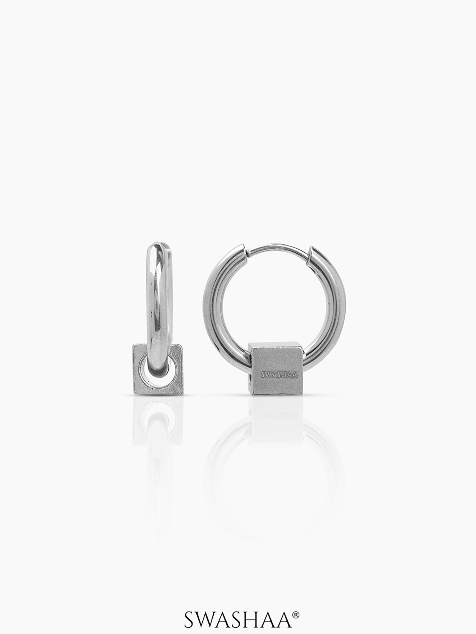 Orin Cube Charm Men's Hoop Earrings