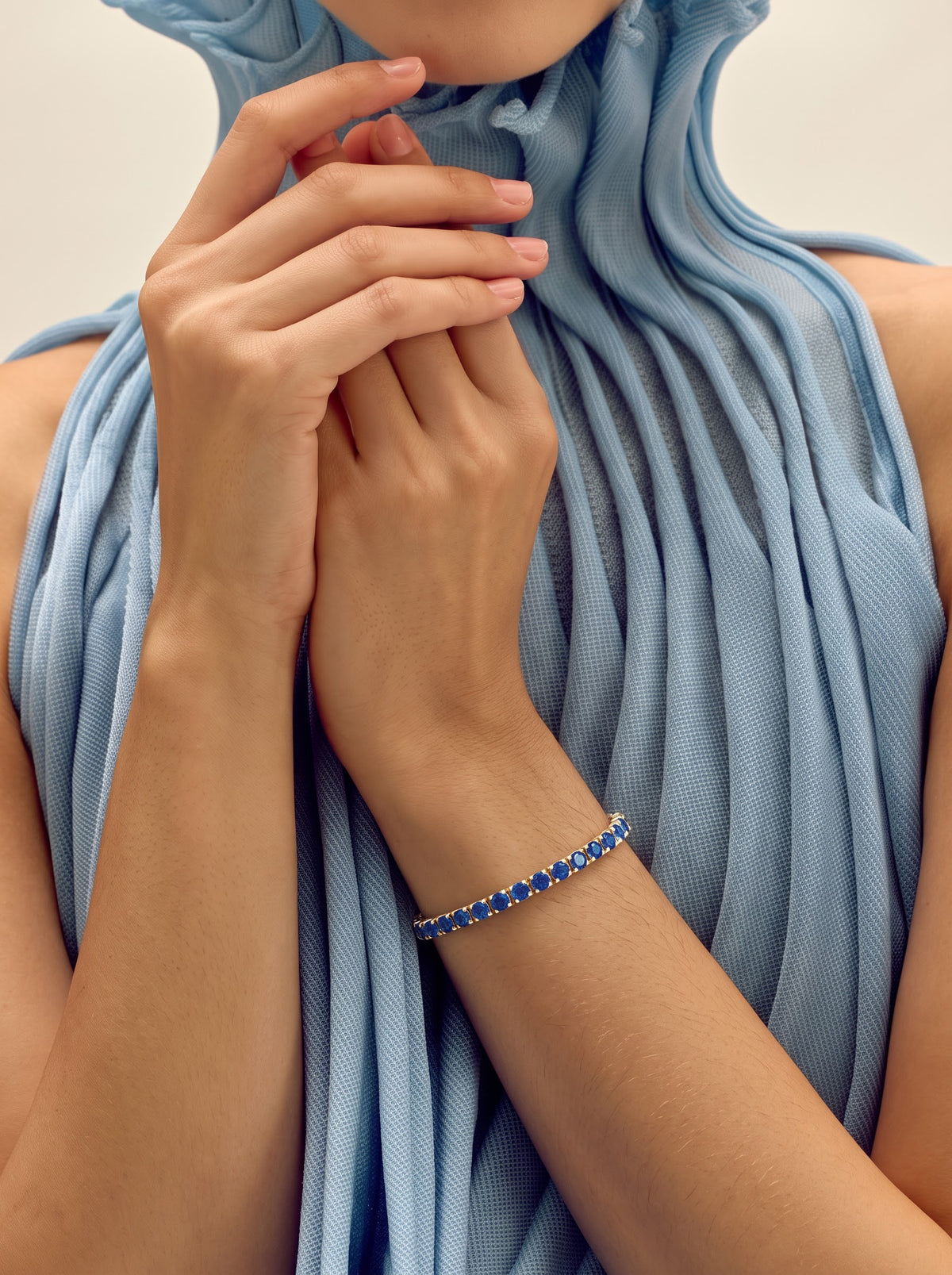 Orion Diamond Blue Tennis 18K Gold Plated Loose Bracelet