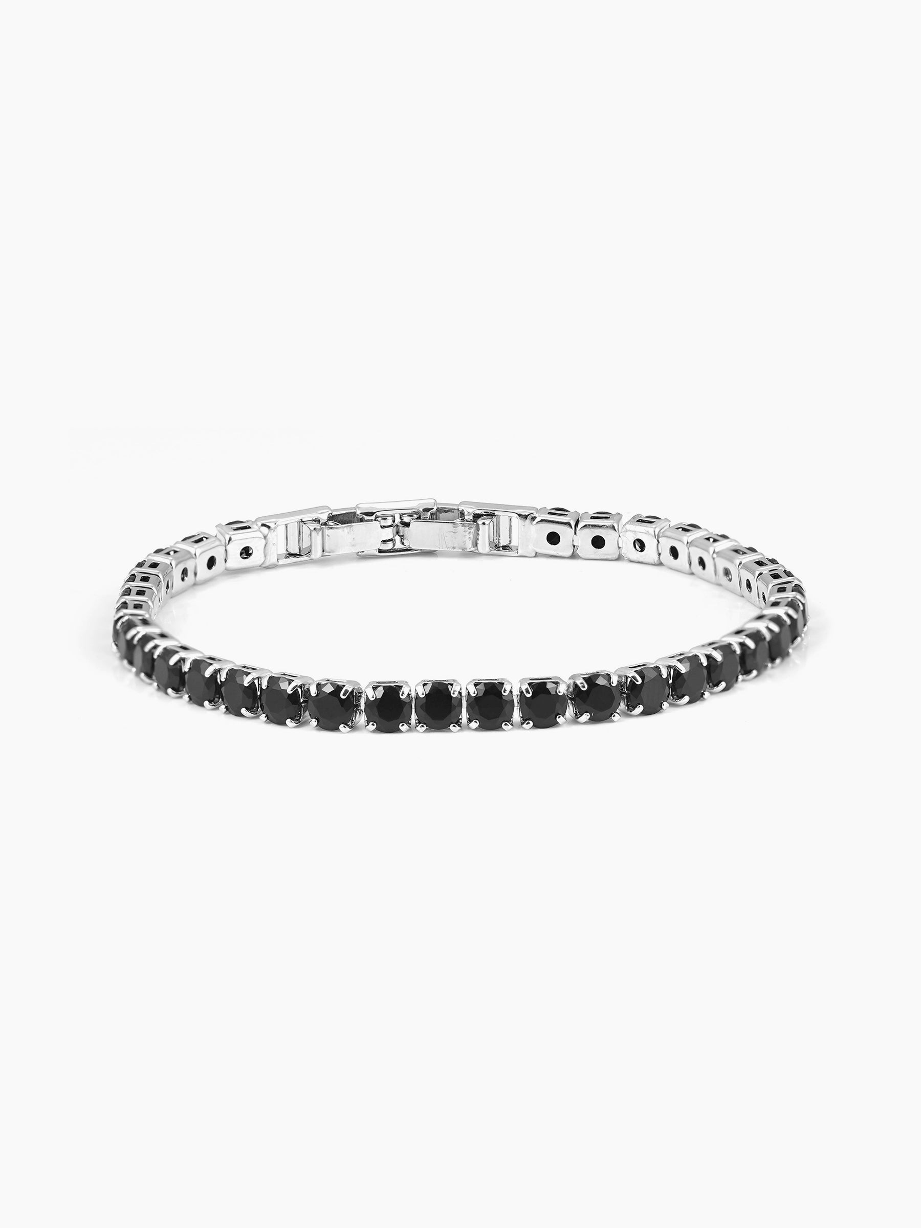 Orion Diamond Black Silver Tennis Loose Bracelet