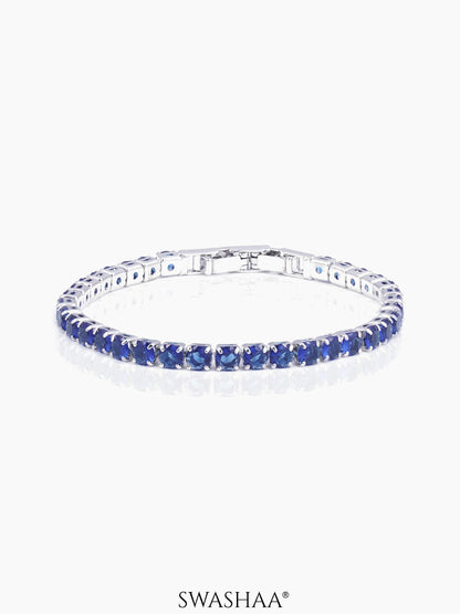 Orion Diamond Charms Blue Silver Loose Bracelet