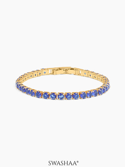 Orion Diamond Blue Tennis 18K Gold Plated Loose Bracelet