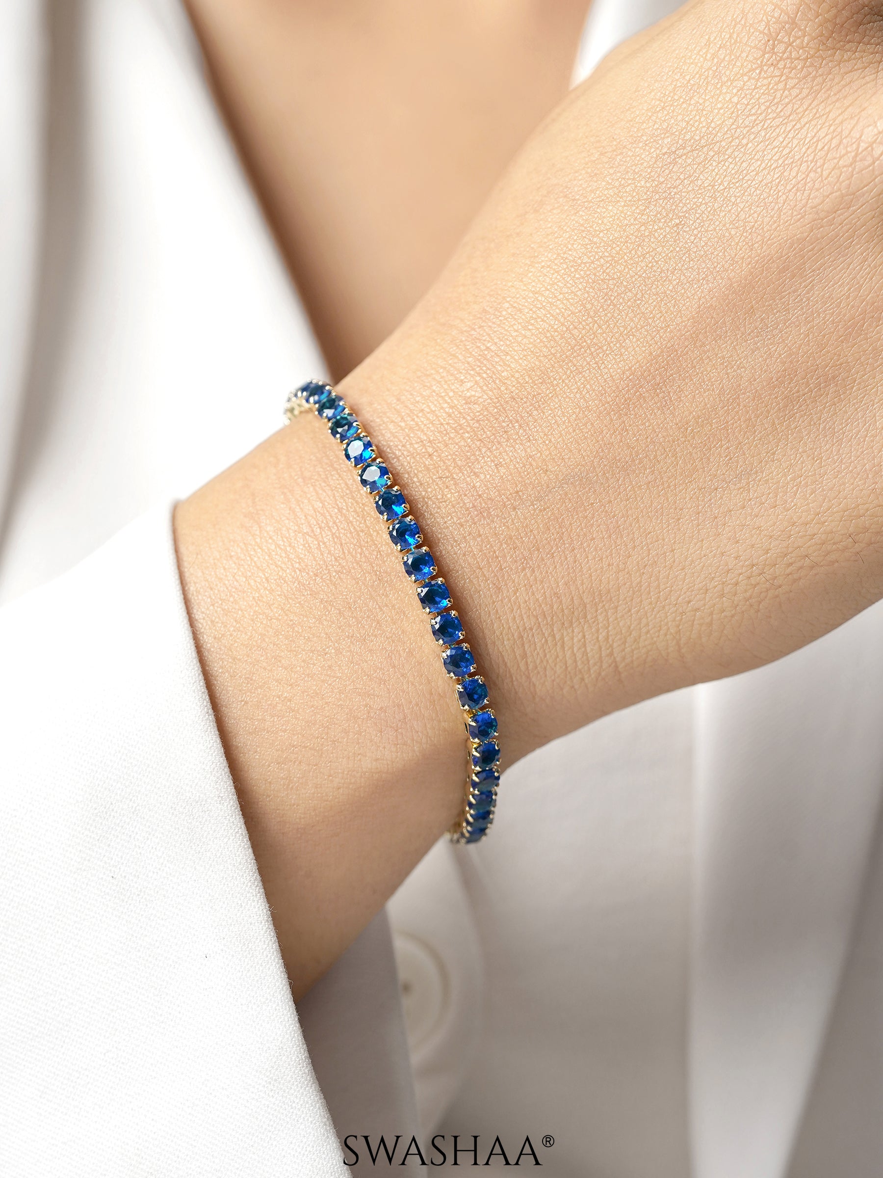 Orion Diamond Charms Blue Silver Loose Bracelet