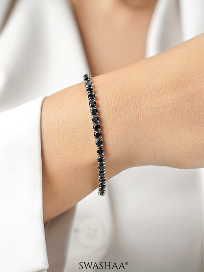 Orion Diamond Black Silver Tennis Loose Bracelet