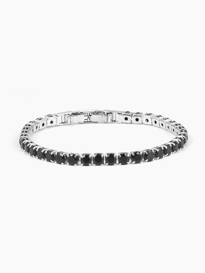 Orion Diamond Black Silver Men's Tennis Bracelet