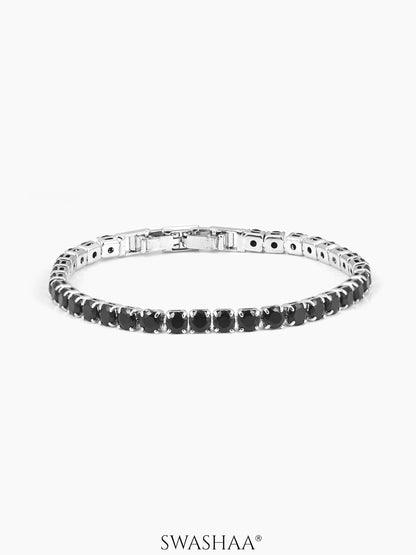 Orion Diamond Black Silver Men's Tennis Bracelet