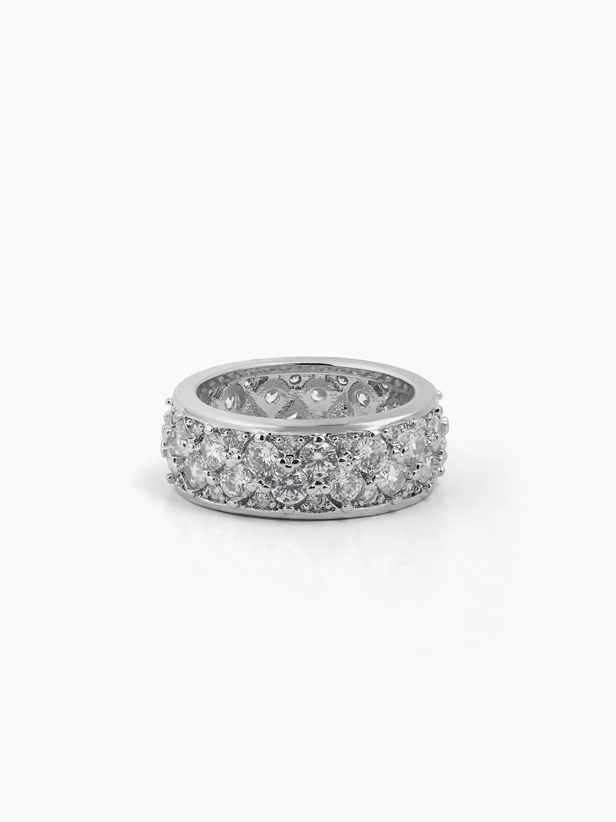 Orix Solitaire Silver Diamond Band  Women's Ring