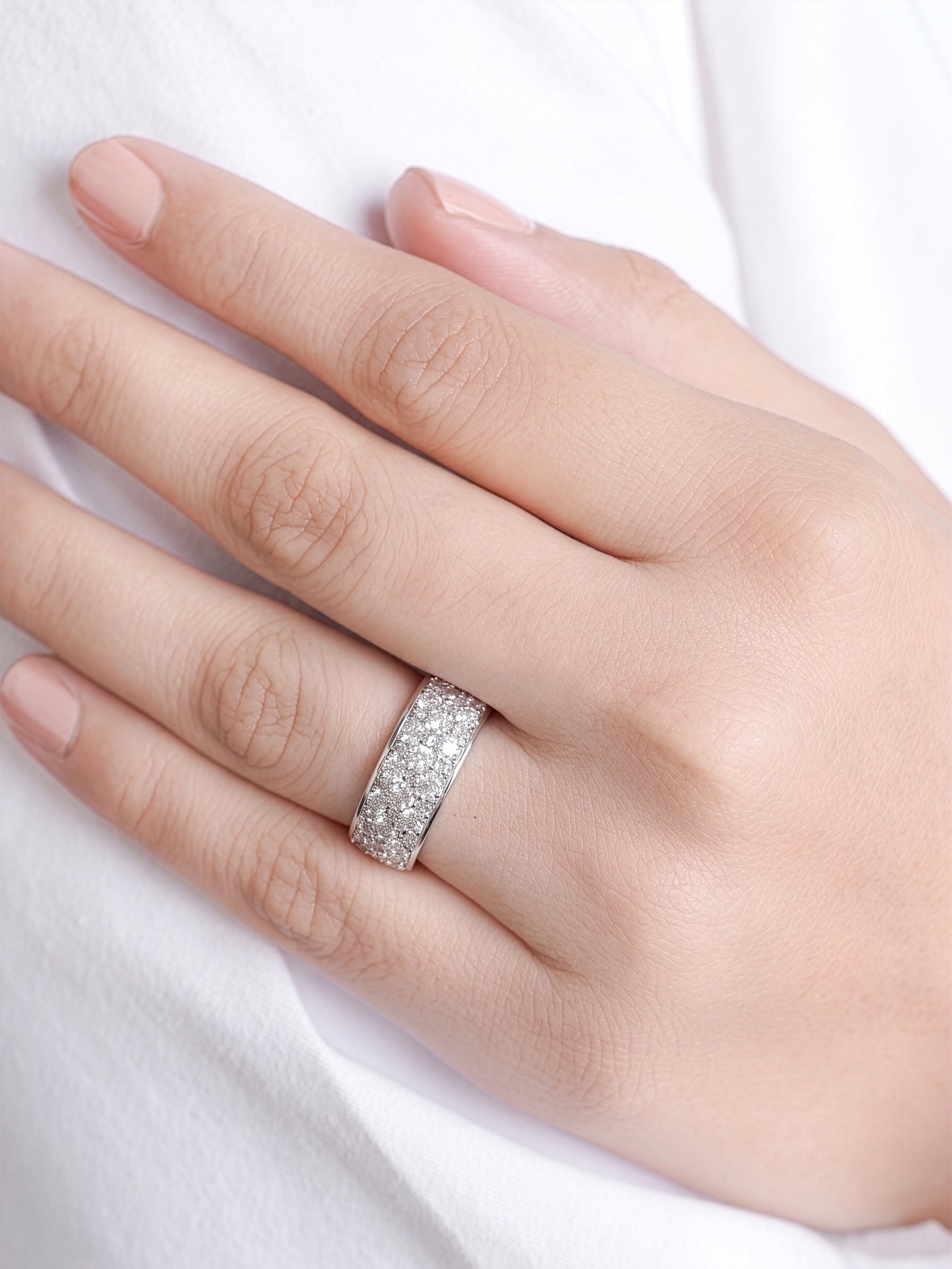 Orix Solitaire Silver Diamond Band  Women's Ring