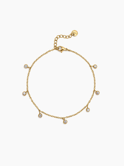 Orvane Diamond Solitaire Drop 18K Gold Plated Women's Anklet