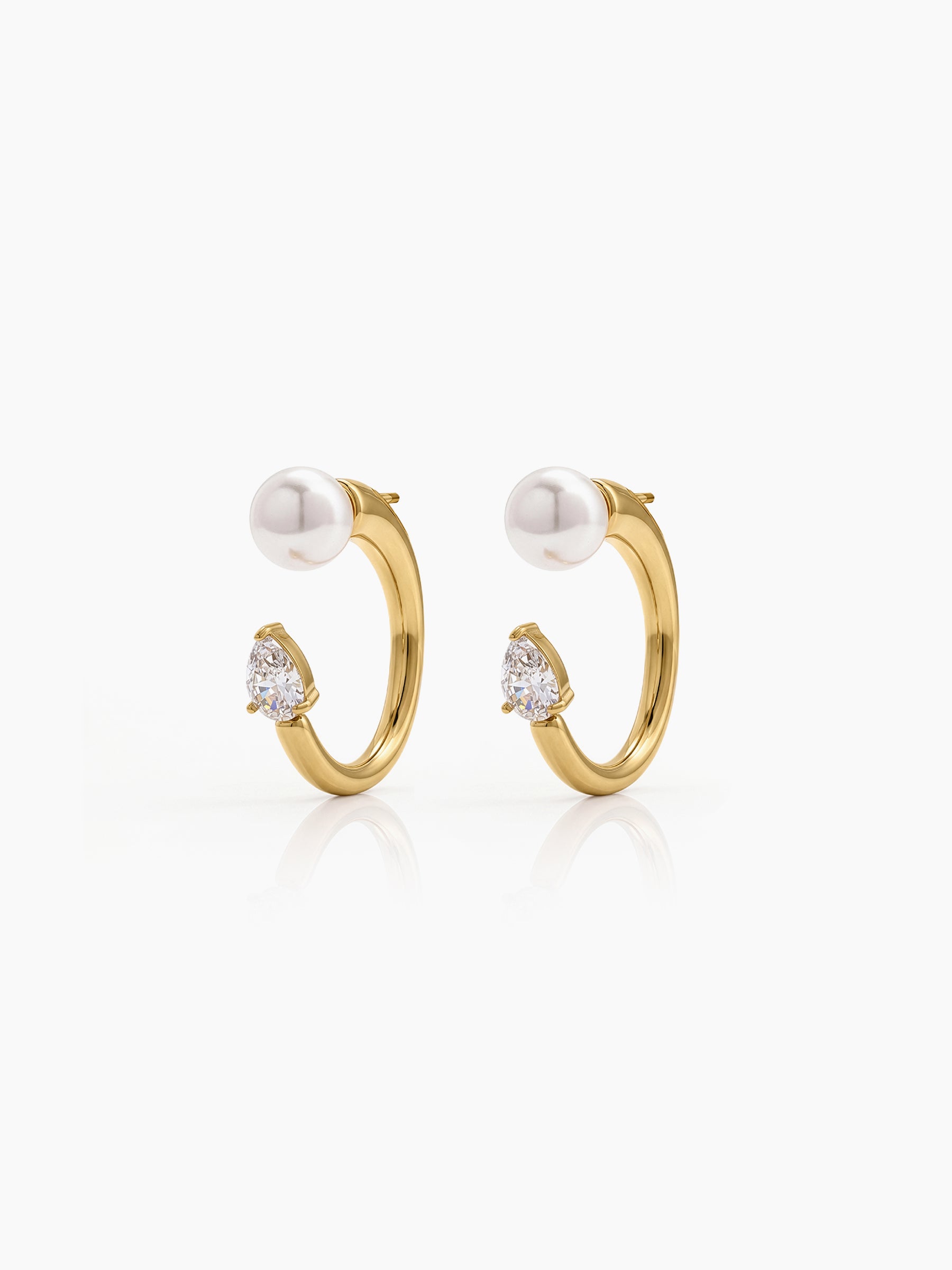 Orvella Pearl Diamond 18K Gold Plated Women's Hoop Earrings