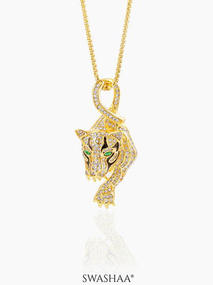 Oscar Tiger Paw Diamond 18K Gold Plated Men's Chain Pendant