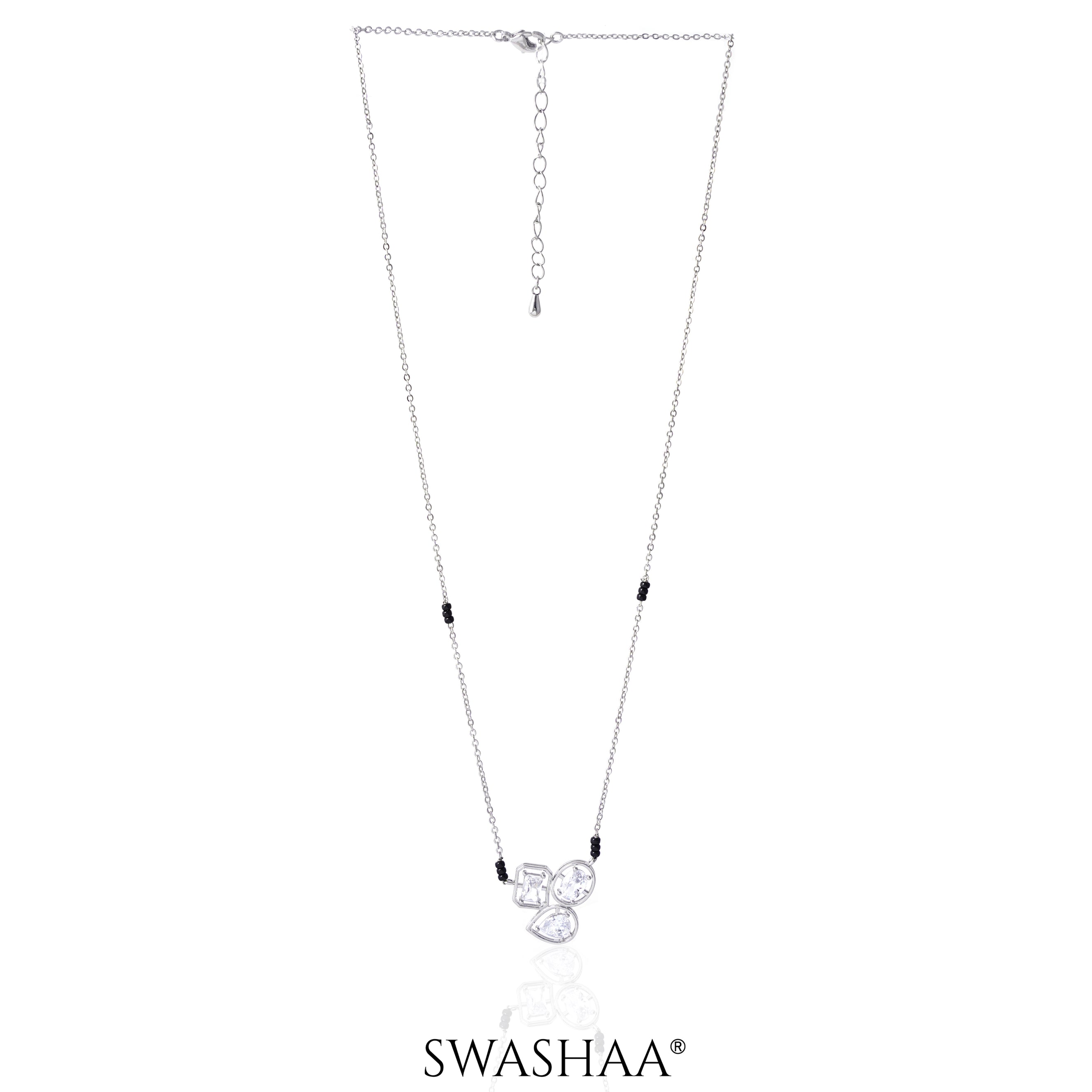 Malti Solitaire Silver Mangalsutra