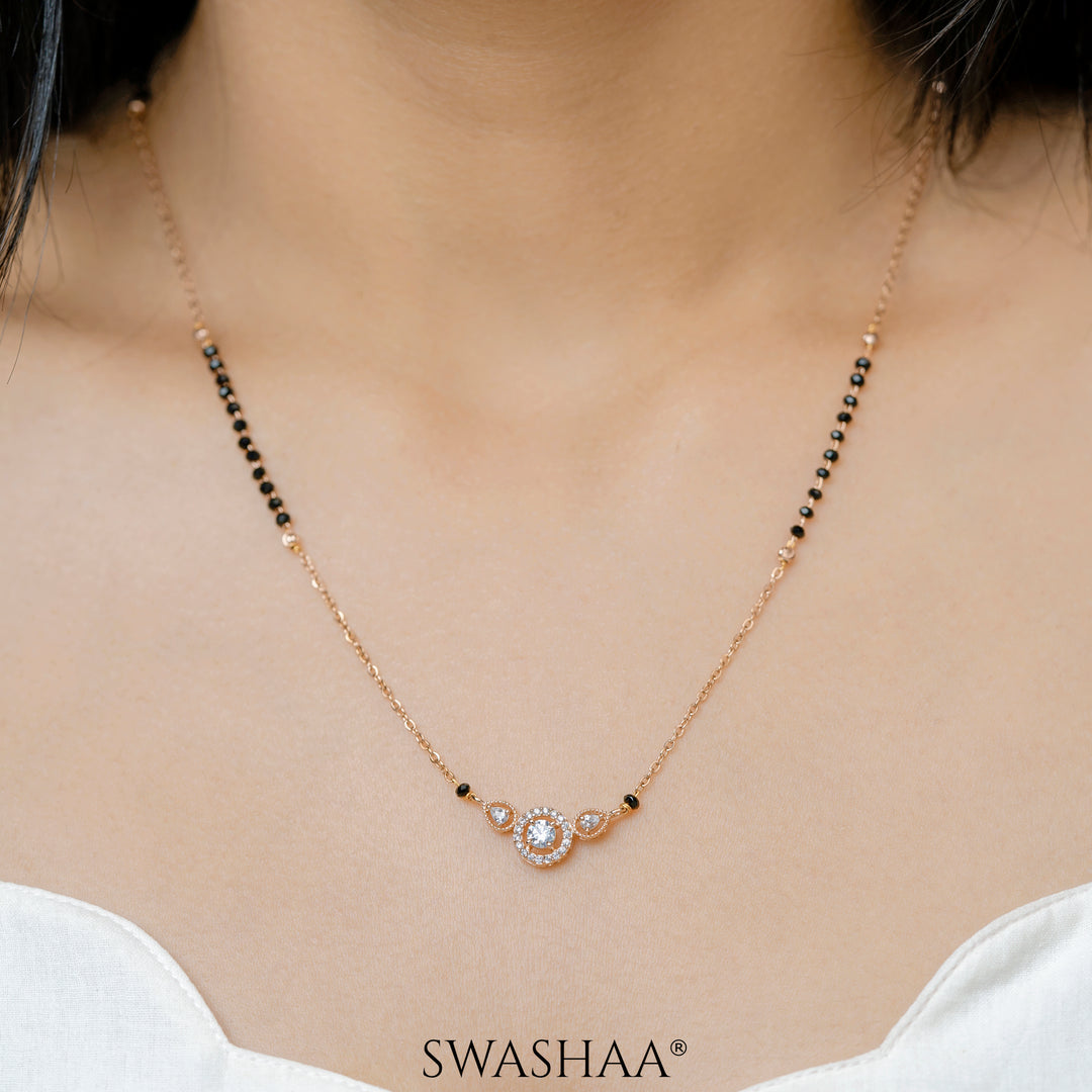 Rivya Solitaire Rosegold Plated Mangalsutra