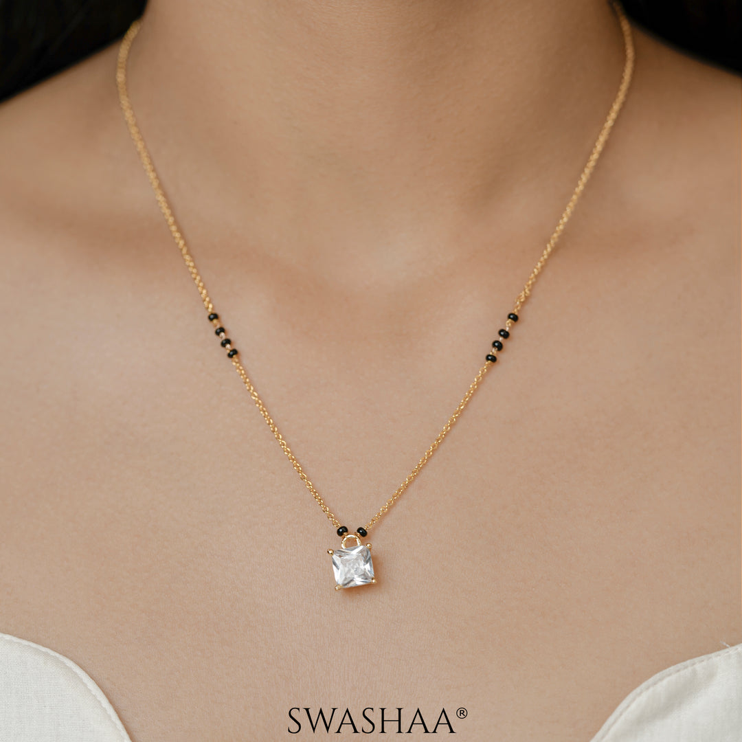 Square Solitaire 18K Gold Plated Mangalsutra