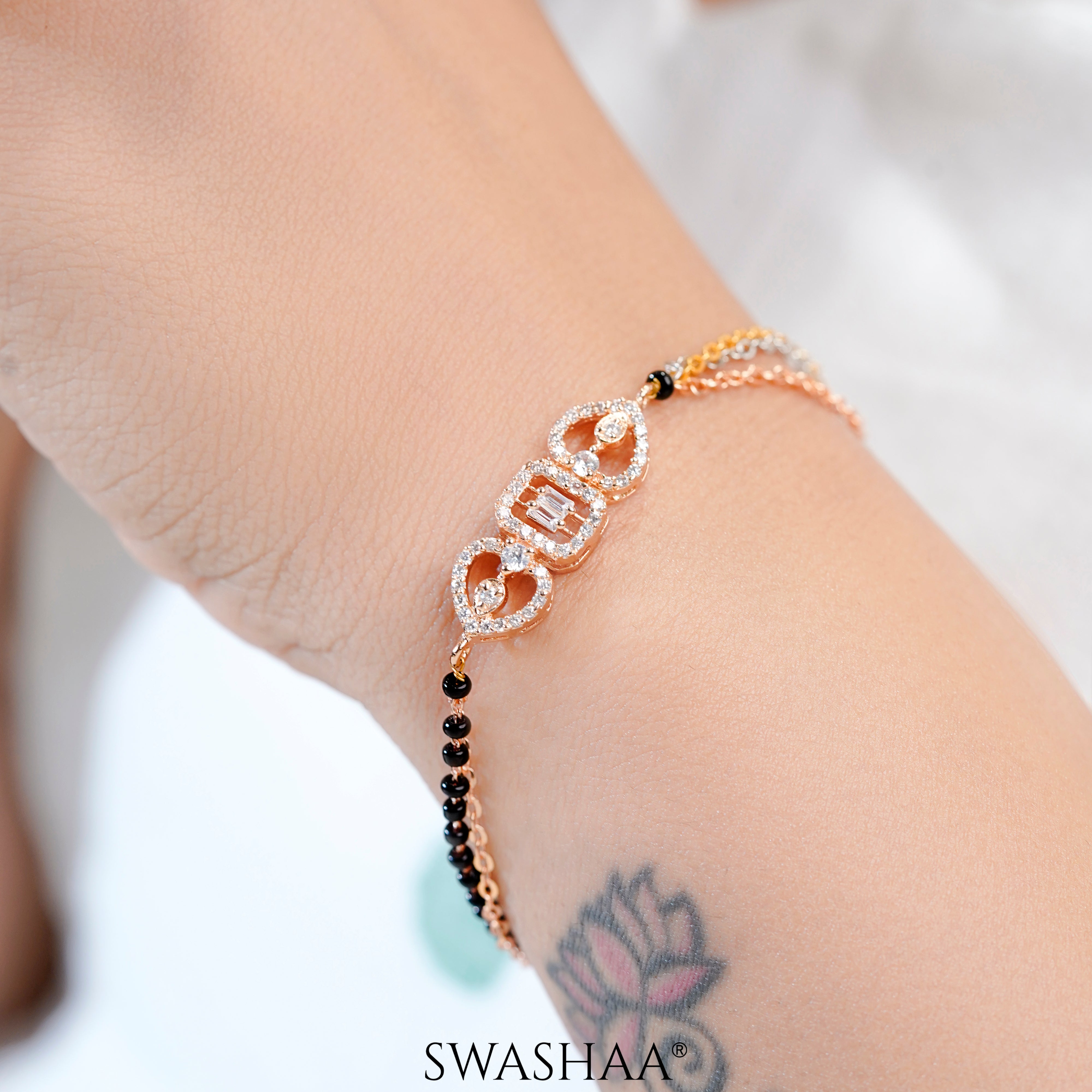 Celeste Rosegold Plated Mangalsutra Bracelet
