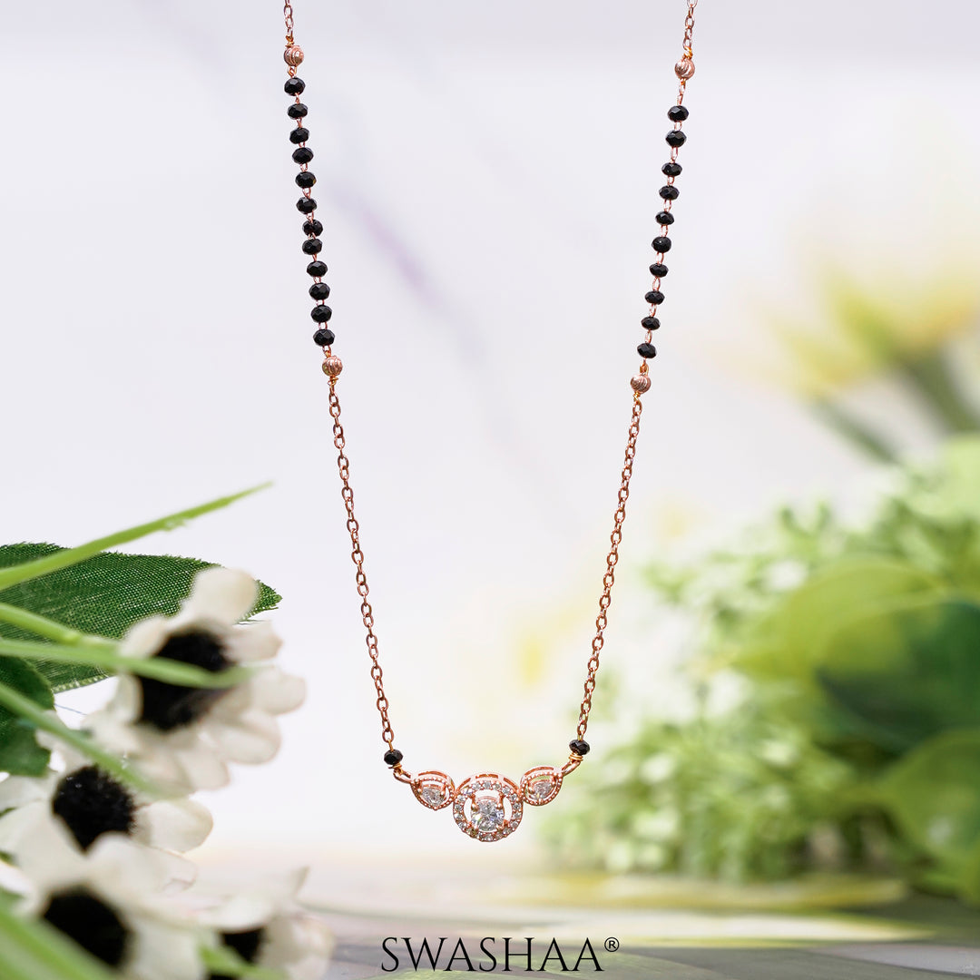 Rivya Solitaire Rosegold Plated Mangalsutra