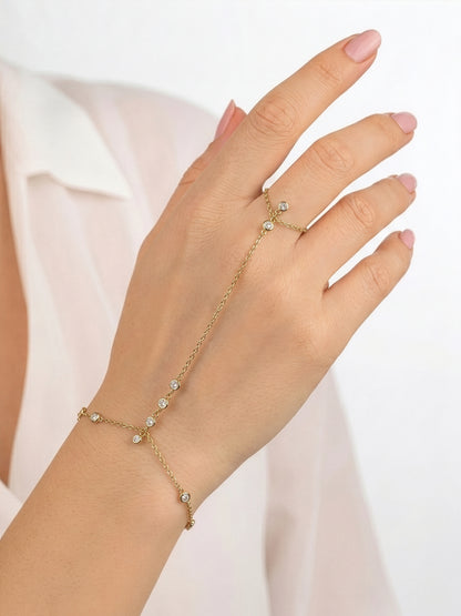 Palora Diamond Solitaire 18K Gold Plated Layered Ring Bracelet