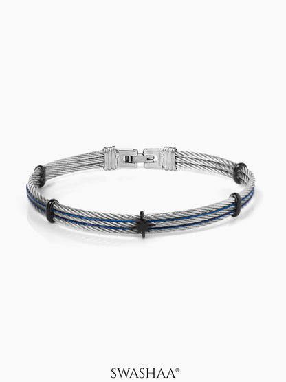 Pamek Star Blue Silver Wired Men's Bracelet