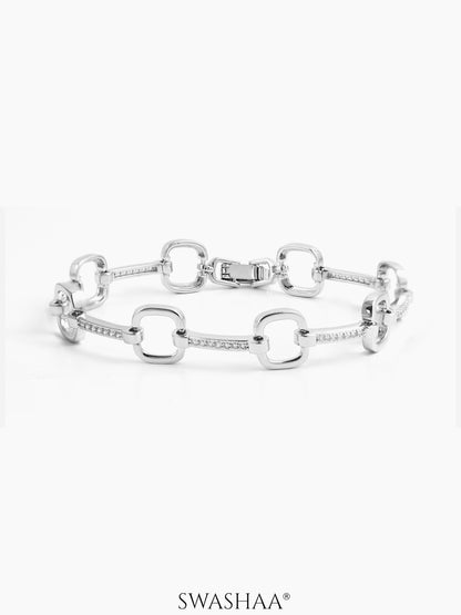 Pamela Square Link Silver Men's Bracelet