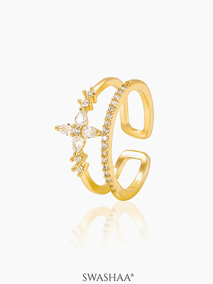Parisha Sparkling Crystals 18K Gold Plated Ring