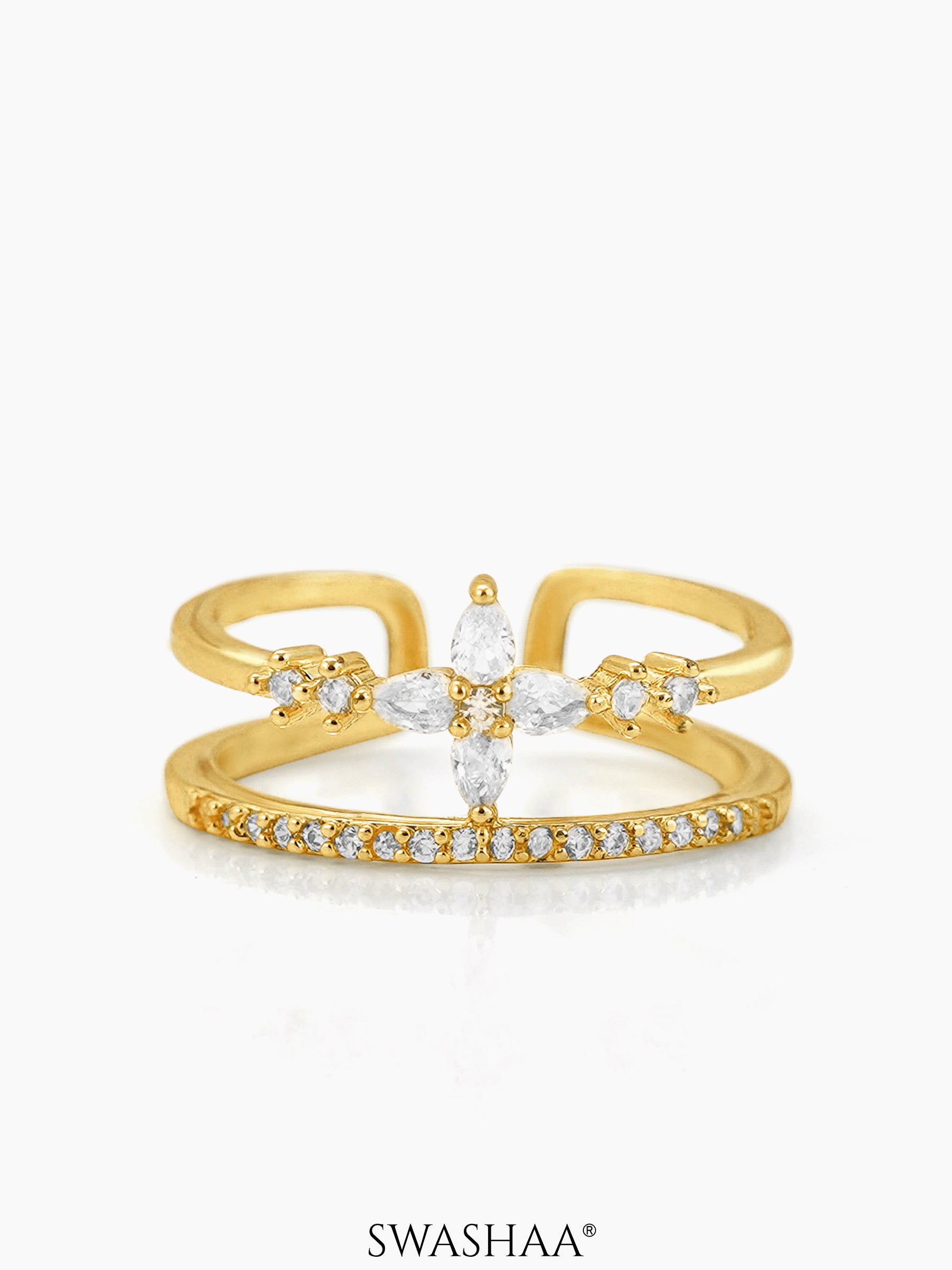 Parisha Sparkling Crystals 18K Gold Plated Ring
