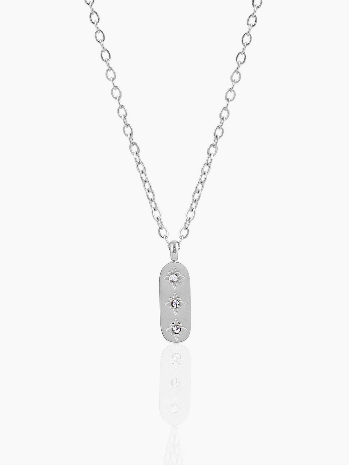 Parky Bar Star Silver Chain Pendant Necklace