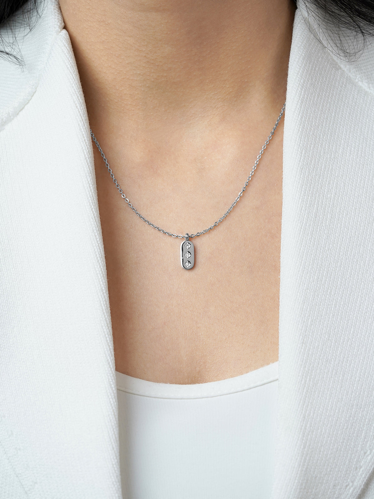 Parky Bar Star Silver Chain Pendant Necklace