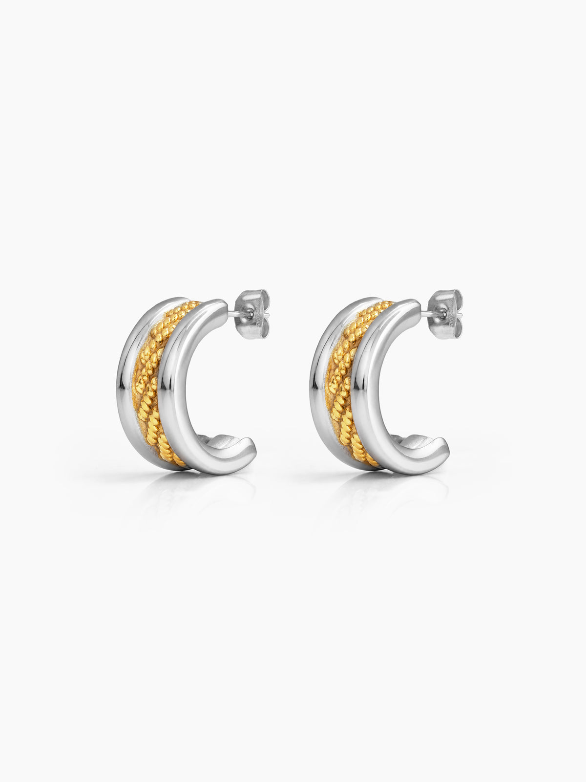 Patricia Textured Silver - 18K Gold Plated Women's Hoop Earrings
