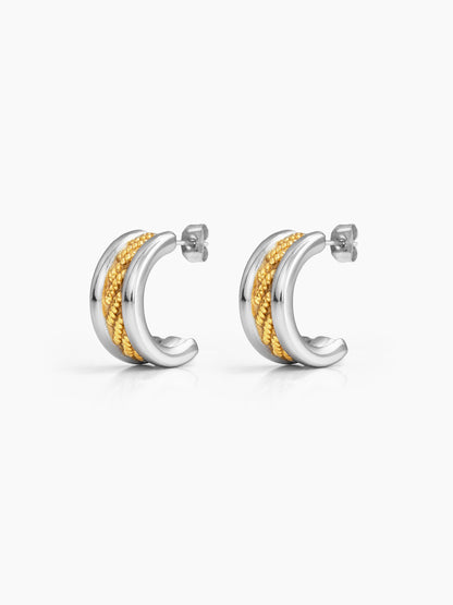 Patricia Textured Silver - 18K Gold Plated Women's Hoop Earrings