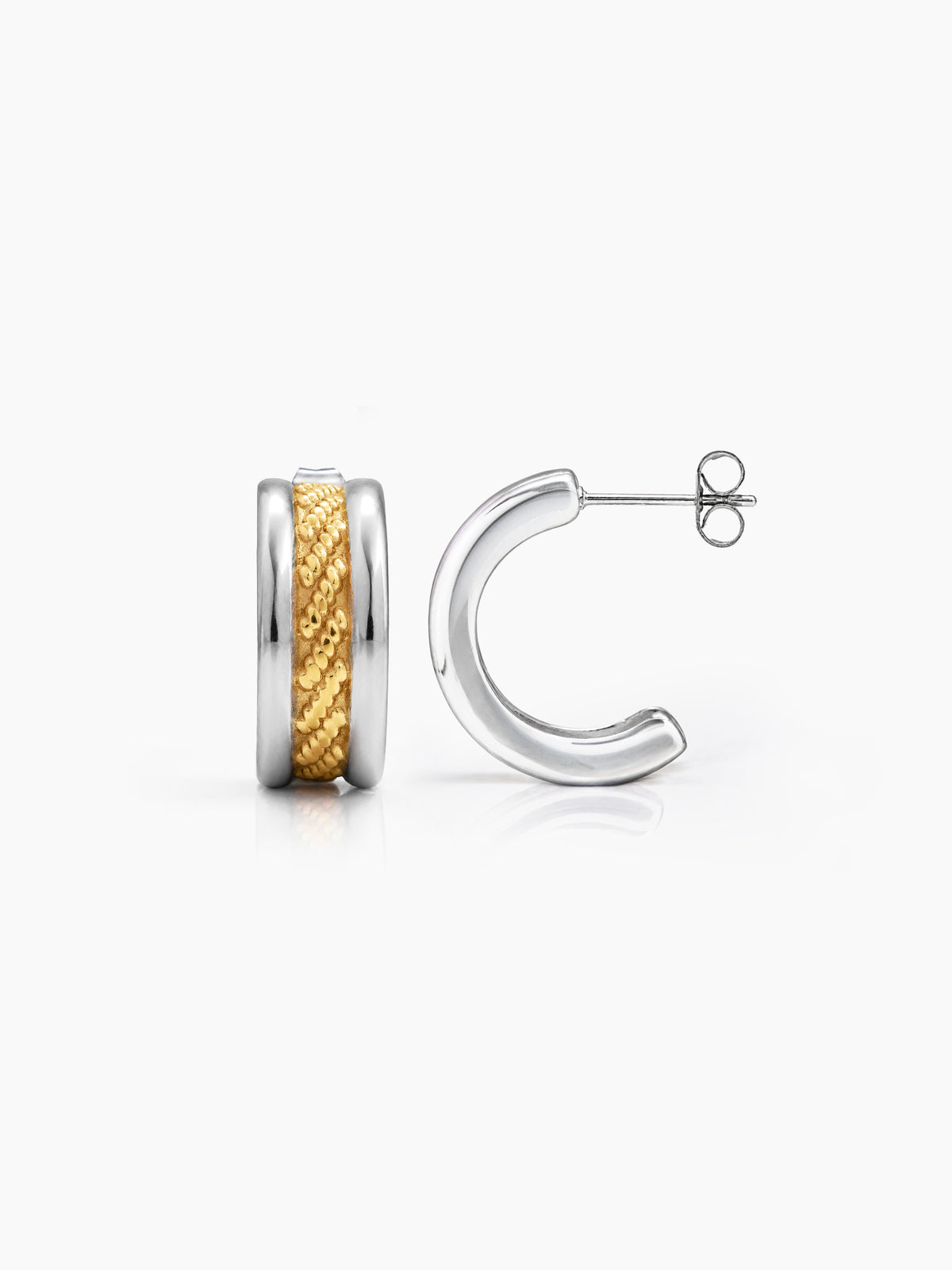 Patricia Textured Silver - 18K Gold Plated Women's Hoop Earrings