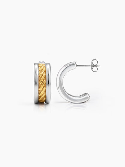 Patricia Textured Silver - 18K Gold Plated Women's Hoop Earrings