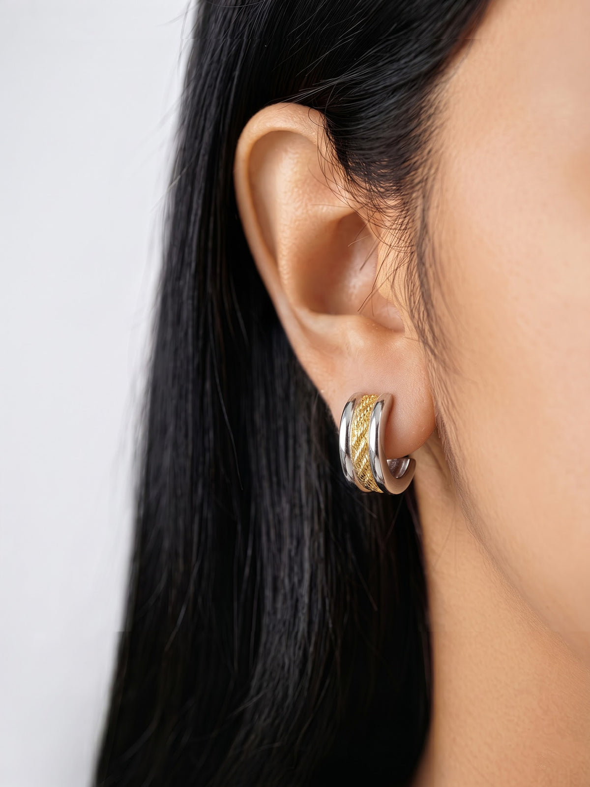Patricia Textured Silver - 18K Gold Plated Women's Hoop Earrings