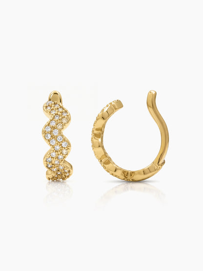 Pavia Diamond Wave 18K Gold Plated Women's Ear Cuffs 