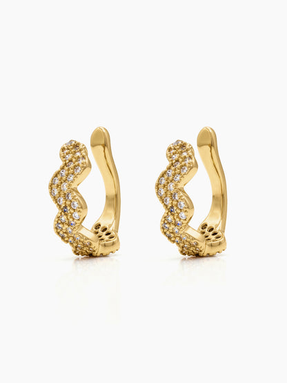 Pavia Diamond Wave 18K Gold Plated Women's Ear Cuffs 