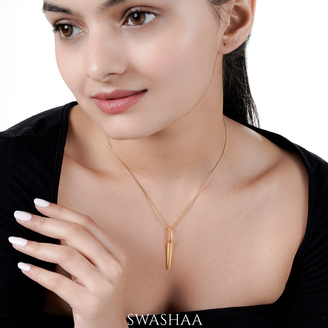 Peary Feather 18K Gold Plated Necklace