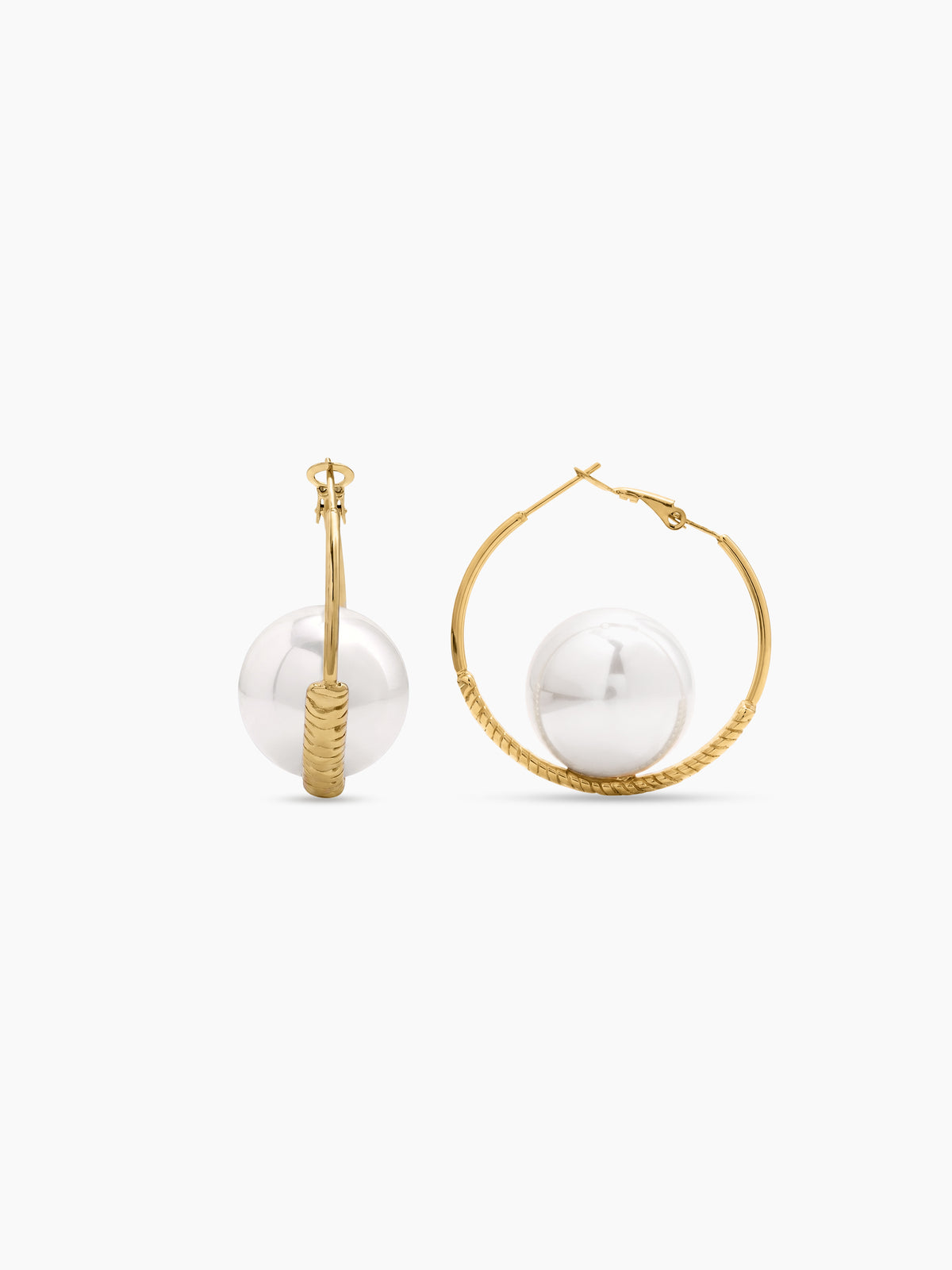 Peony Pearl 18K Gold Plated Women's Hoop Earrings