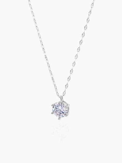 Perennial Solitaire Charm Silver Chain Pendant Necklace