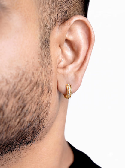 Peyton Diamond 18K Gold Plated Men's Hoop Earrings