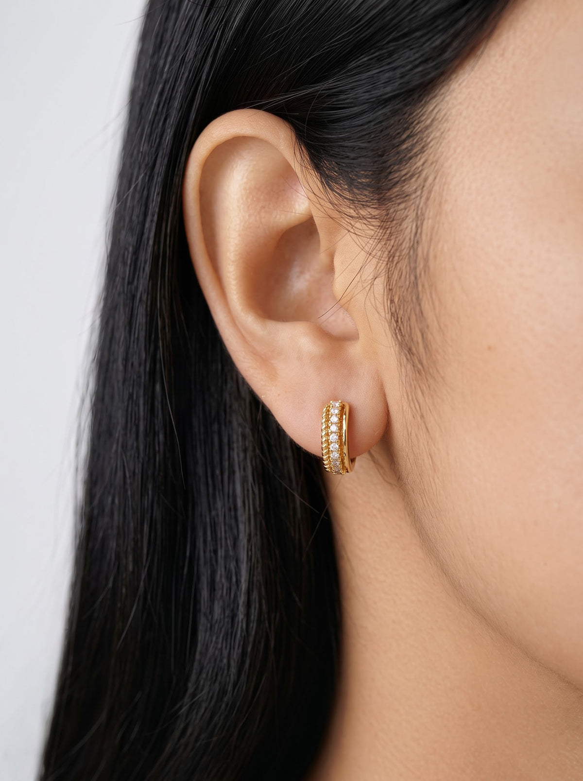 Peyton Diamond 18K Gold Plated Women's Hoop Earrings