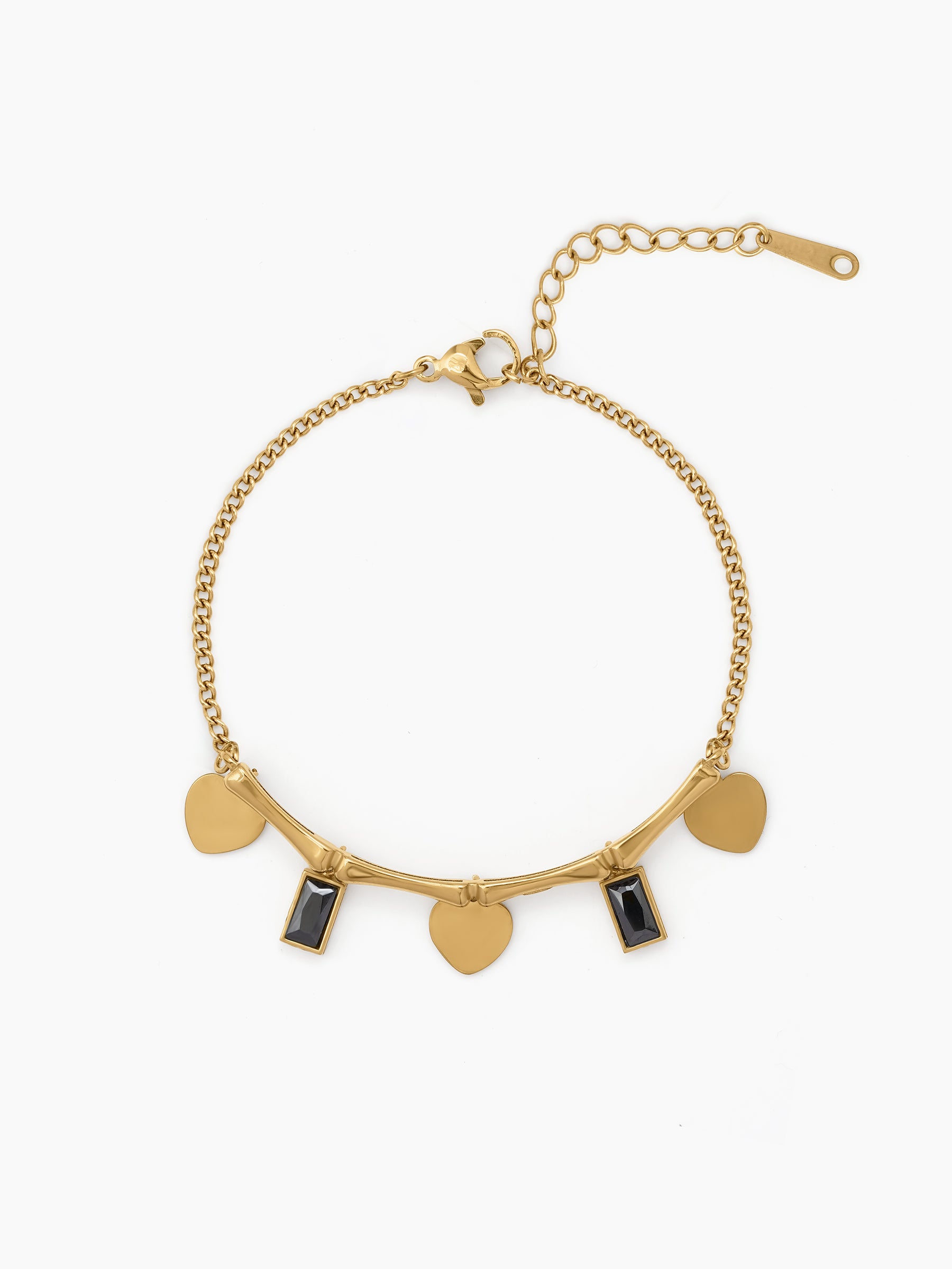 Piera Diamond Heart Charms 18K Gold Plated Women's Bracelets