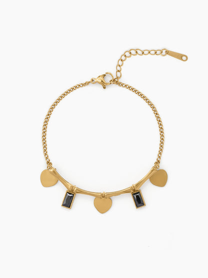 Piera Diamond Heart Charms 18K Gold Plated Women's Bracelets