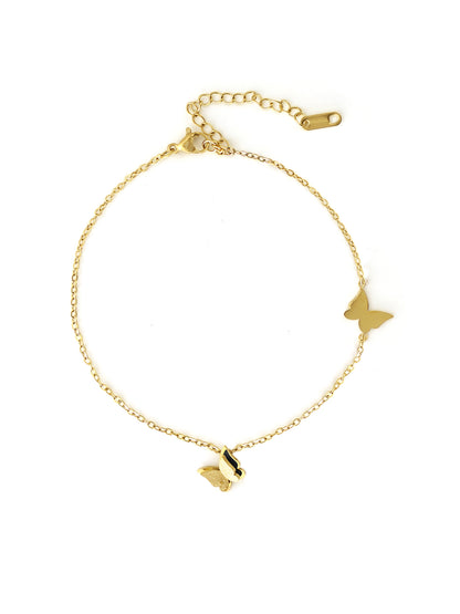 Pierid Butterfly Charms 18K Gold Plated Women's Anklet