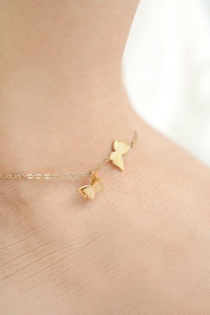 Pierid Butterfly Charms 18K Gold Plated Women's Anklet